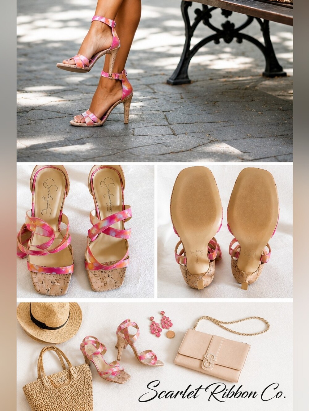 ​✨ Jessica Simpson "Oprieli" Strappy Cork Stiletto Heels